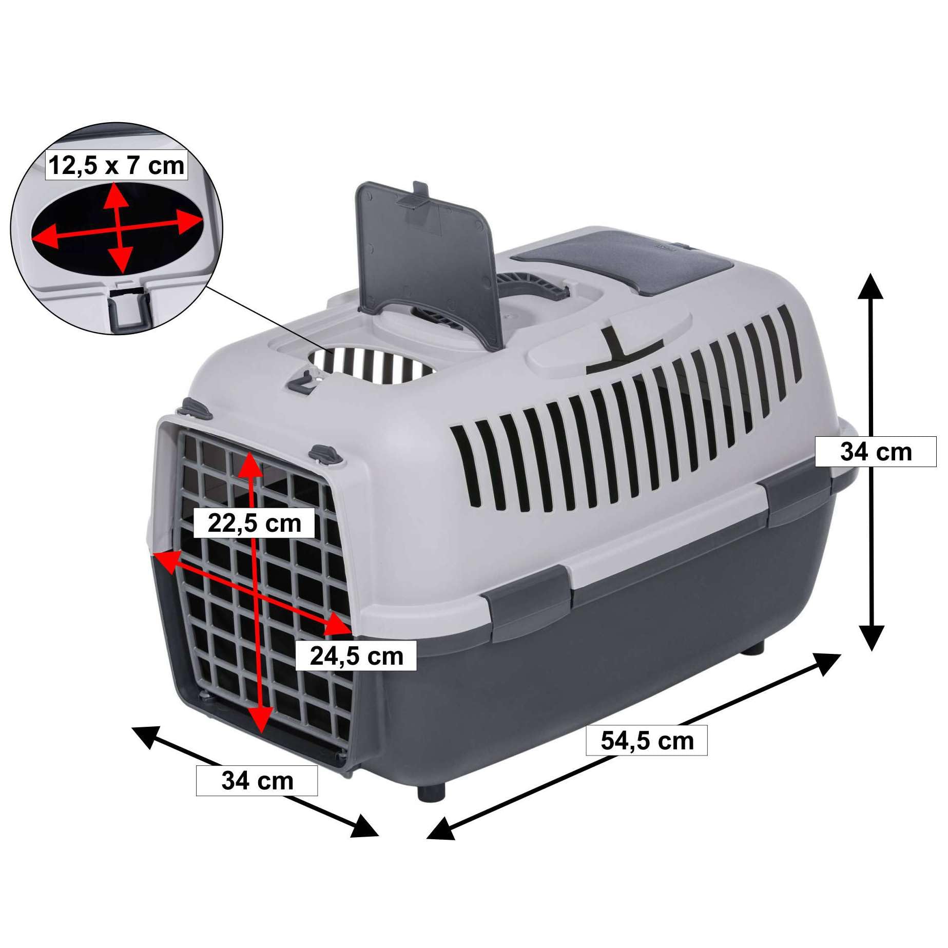 Trasportino per cani e gatti, grigio chiaro, grigio scuro, 54,5 x 34 x 34 cm