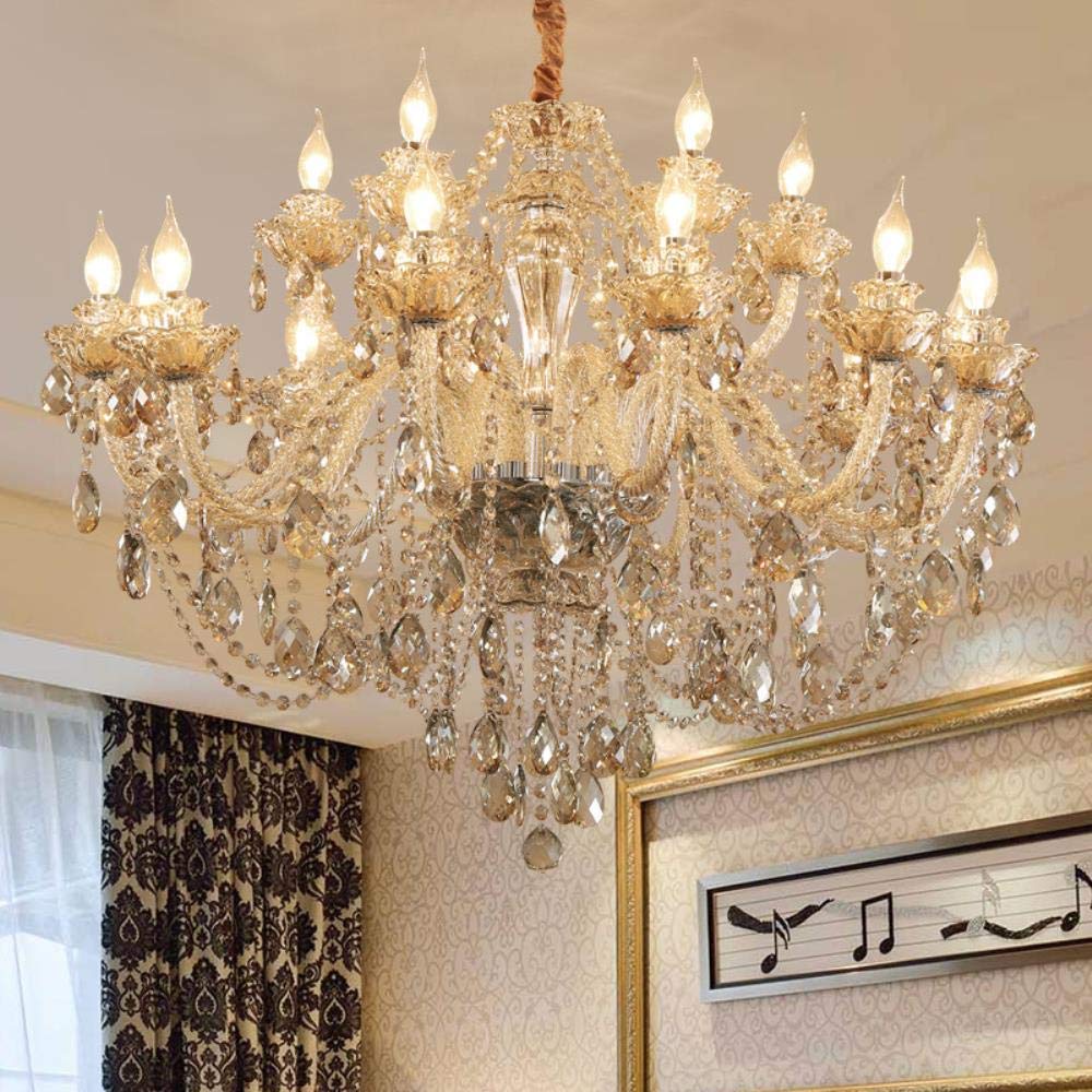 HELCEKOU Luxury Cognac Color Chandelier - Elegant Modern Wall Lamp for Restaurants Villas & Hotels Perfect Lighting Living Rooms Penthouse Atmospheres