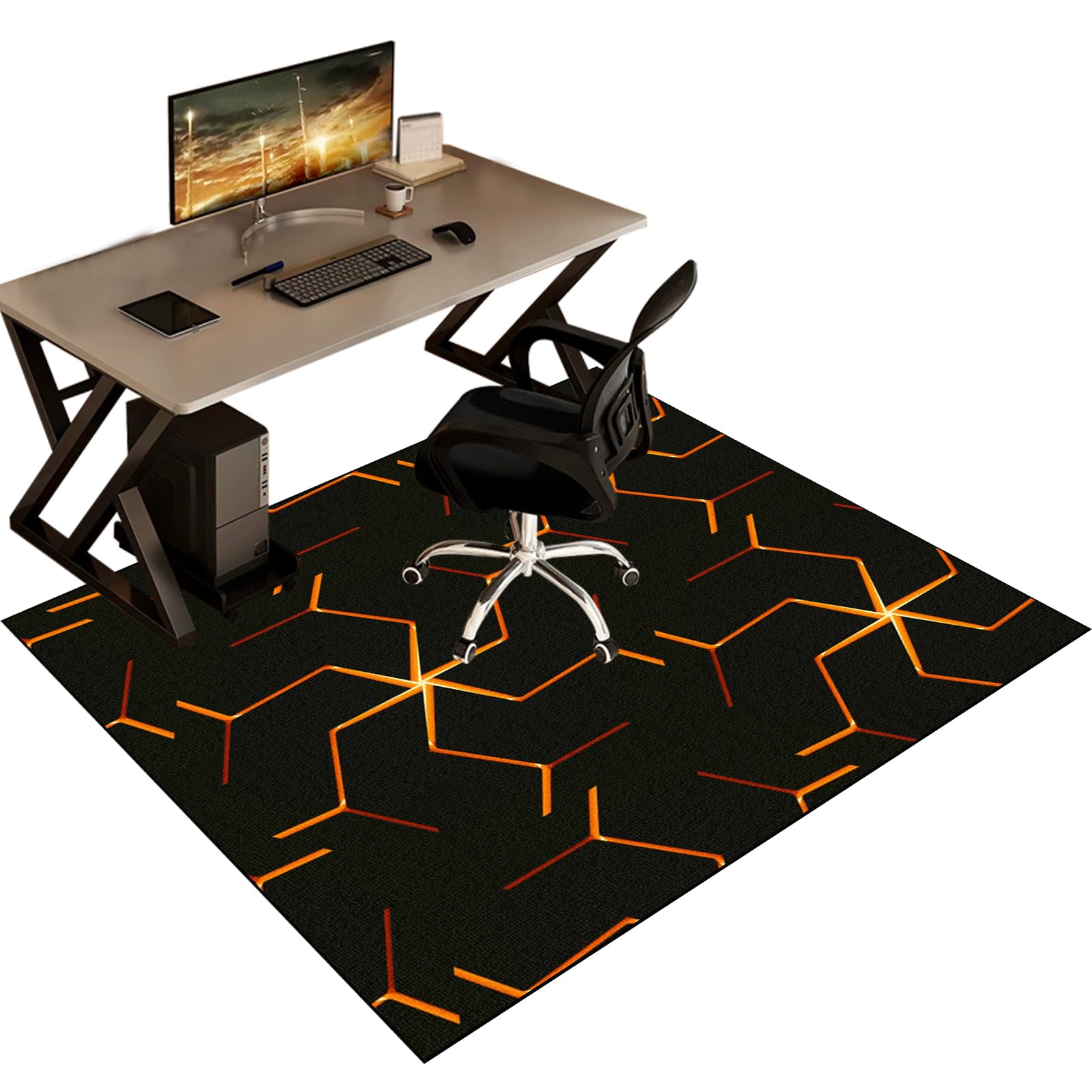 Tapis de chaise de jeu pour moquette et plancher en bois dur, antidérapant, 120 x 140 cm, lavable, protection de sol pour chaises roulantes d'ordinateur et robuste