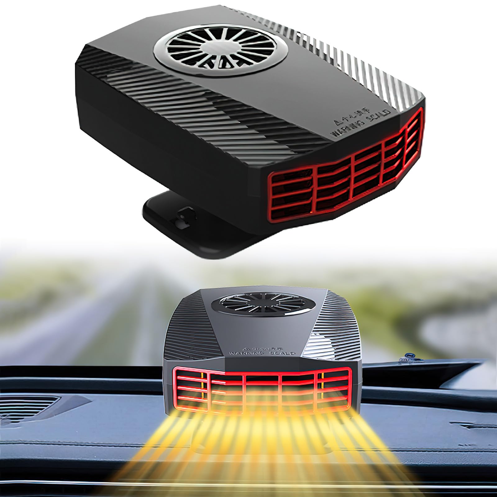 HENGBIRD Calentador de aire para coche, 12 V 150 W, descongelador y ventilador de refrigeración, giratorio 360°, 2 en 1, ventilador de aire caliente para coche, ventilador eléctrico para parabrisas,