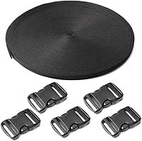 Vista 1 de CooBigo Paquete de 5 Hebillas de liberación lateral de 3/4" ajustables dobles, 4.5 m de correa de nailon de 3/4" de PP para camping al aire libre