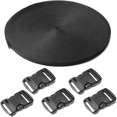 Paquete de 5 hebillas de liberación lateral de 34 pulgadas, doble ajustable, correa de polipropileno de 34 pulgadas, correa de polipropileno de 34