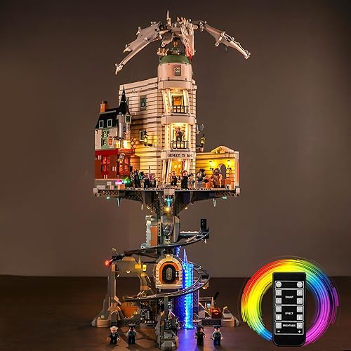Miniatura 8 de Kit de luces LED para Lego Gringotts Wizarding Bank Edición Coleccionista 76417, versión musical, juego de iluminación creativa, accesorios