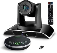 TONGVEO AI Auto-Tracking 1080P 60fps PTZ Conference Camera with 3X Optical Zoom & Bluetooth Speakerphone - All-in-One USB/HDMI System