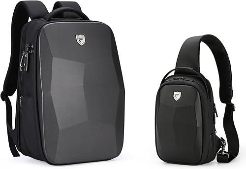 FENRUIEN Mochila expandible de 17.3 pulgadas, bolsa de eslinga rígida
