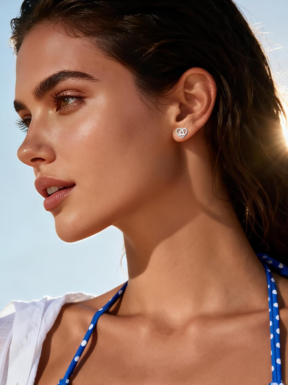 ChicSilver Celtic Earrings for Women Hypoallergenic Sterling Silver Stud Earrings, Heart/Triangle/Cross/Butterfly Knot Earrings for Women Irish Jewelry with Gift Box - Image 3