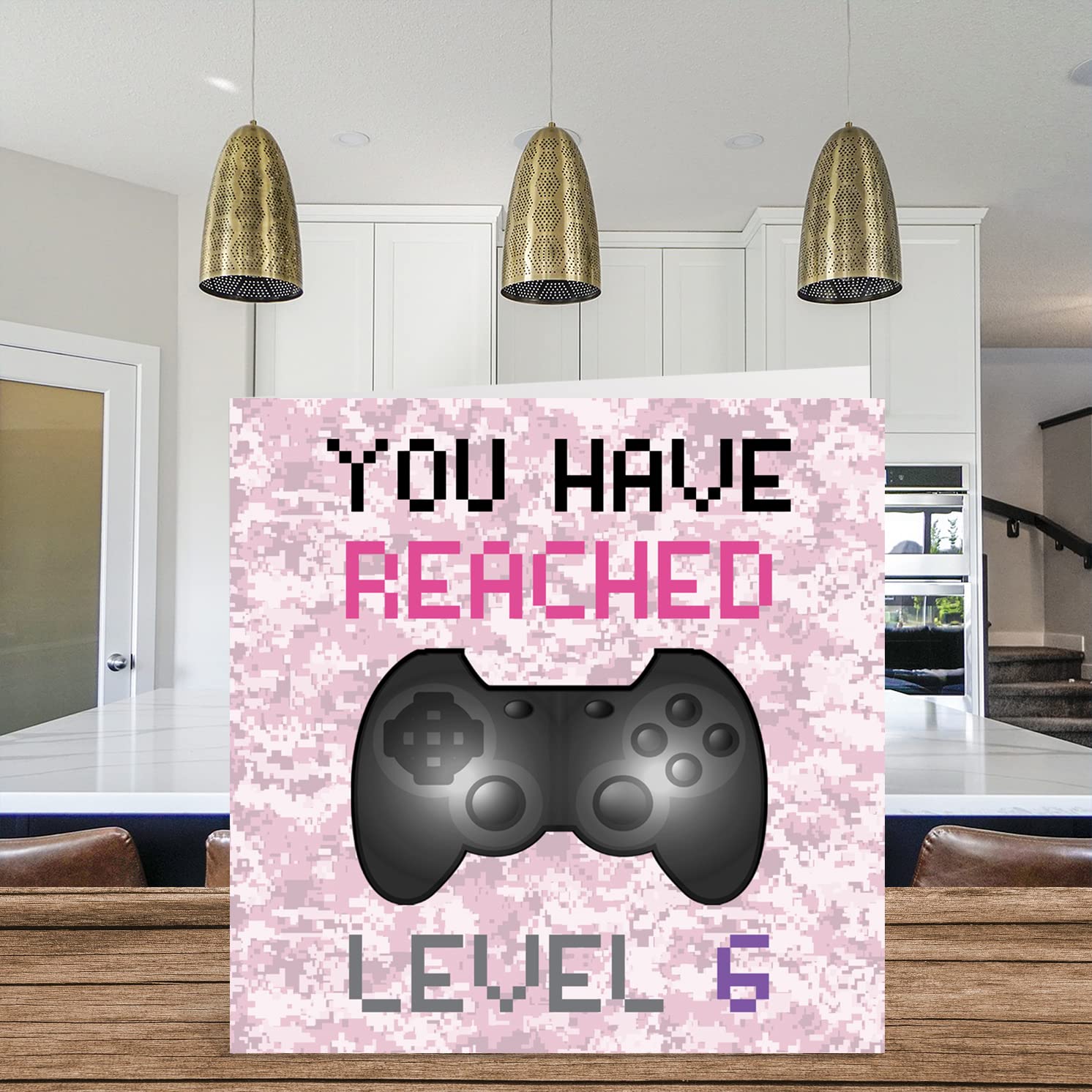6th Gamer Birthday Card - You Have Reached Level 6 - Girls Birthday Cards, Kids Games Age 6 Six Sixth Birthday Greeting Cards, Video Game Gaming Daughter Son Niece Granddaughter Sister 5.7 x 5.7 Inch 2