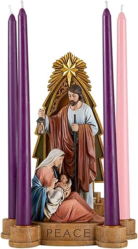 Miniatura 2 de Needzo Good News - Candelabro de Adviento con escritura grabada, figura religiosa de Navidad para interiores, decoraciones de Navidad para el hogar,