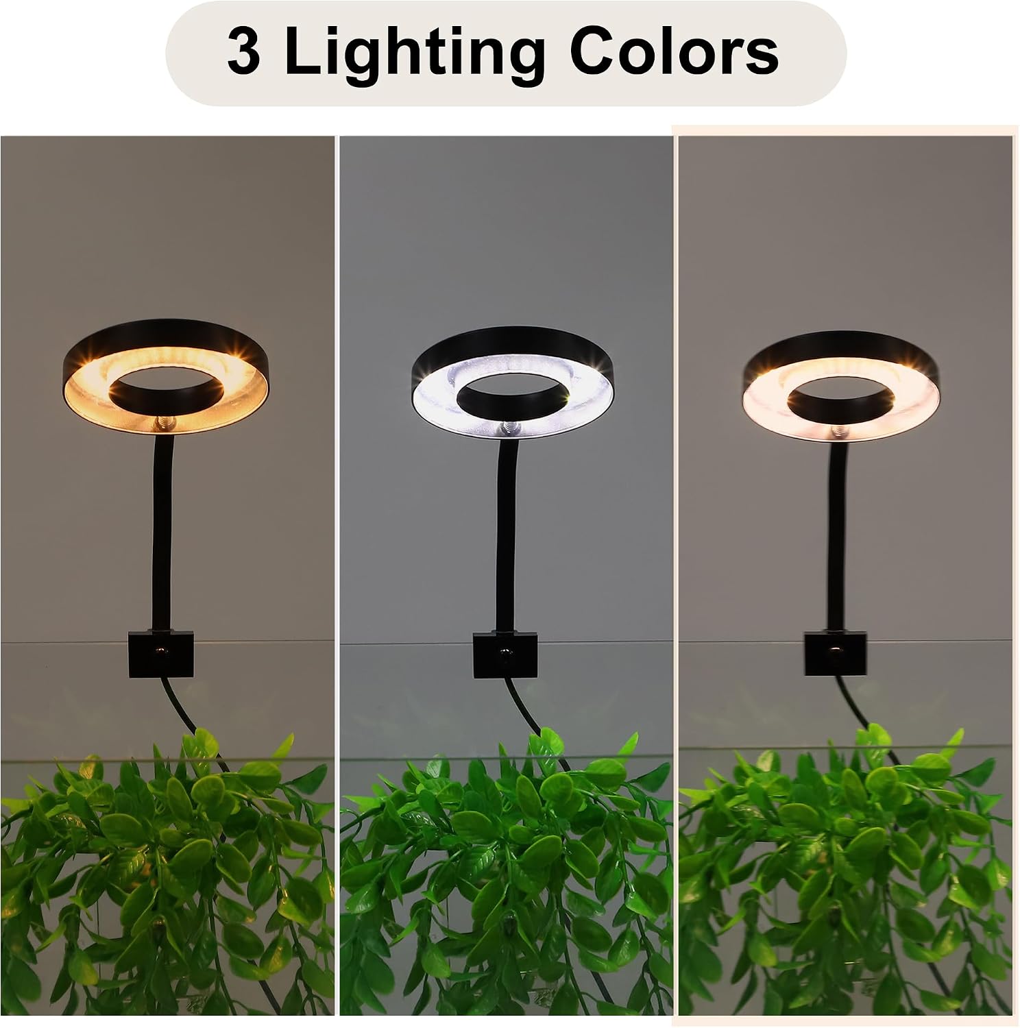 Fish Tank Light, Aquarium Light, USB Small Aquarium Light, 360° Rotate Timer Aquarium Lamp, Black