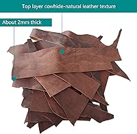 Vista 2 de Leather Scraps, About 2mm Thick Genuine Cowhide Scraps, Leather Scraps for Crafts, Leather Scrap for tools/crafts/DIV, Vintage Brown (1 Lbs)
