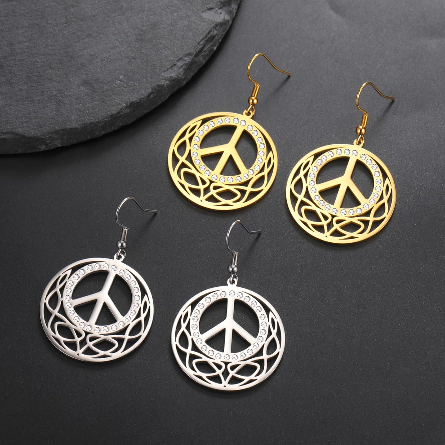 UNIFT Peace Sign Earrings For Women Stainless Steel Hippie Accessories and Hippie Costume Birthday and Anniversary Jewelry Gifts image 5