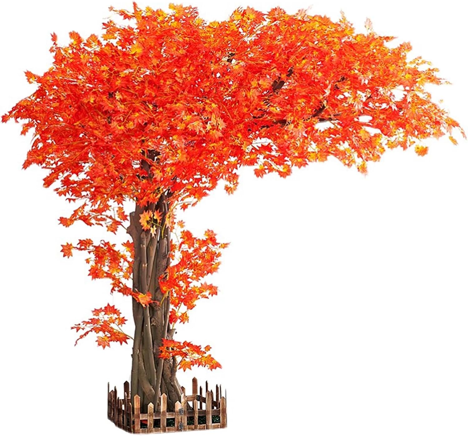 Large Artificial Red Maple Tree,Realistic Large Japanese Red Maple Artificial Tree,with Distinct Veins, Solid Wood Trunk,for Home Office Garden Decor Indoor Outdoor.(118.1X98.4in)