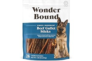 Wonder Bound Beef Gullet Sticks Dog Treats, 5-6 Inch, Highly Digestible, 7.05 Ounce, 25 Count