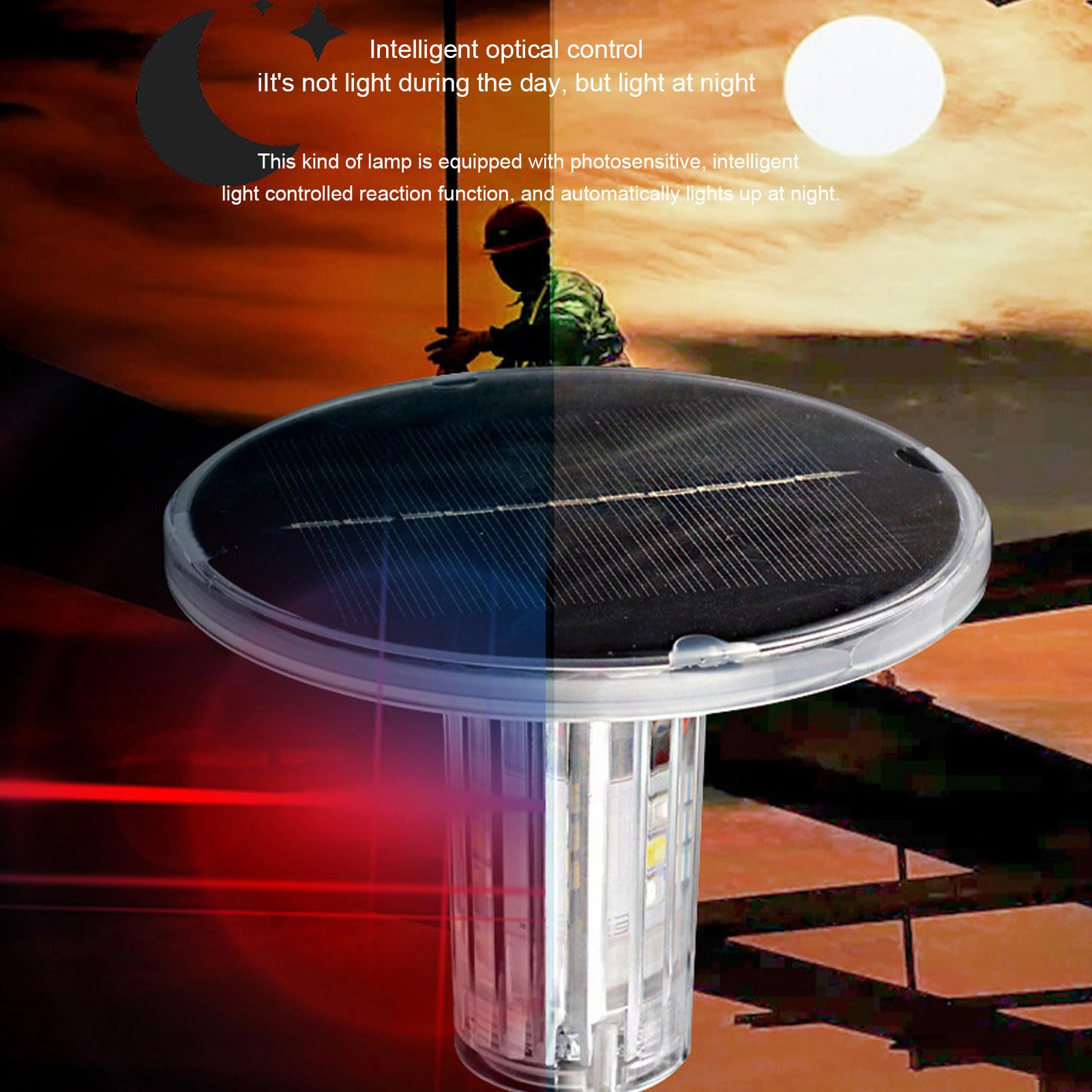 Luce di Avvertimento Stroboscopica Solare, Lampada LED Lampeggiante di Sicurezza Solare, Luce Intelligente Rossa Bianca Blu, per la Navigazione in Barca con Segnaletica di