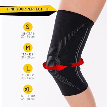 invera Knee Compression Sleeve, Knee Support Brace, Unisex Knee Protector Sleeve for Running, Basketball, Weightlifting, Gym, Workout, Sports (Medium, 1, Unit)