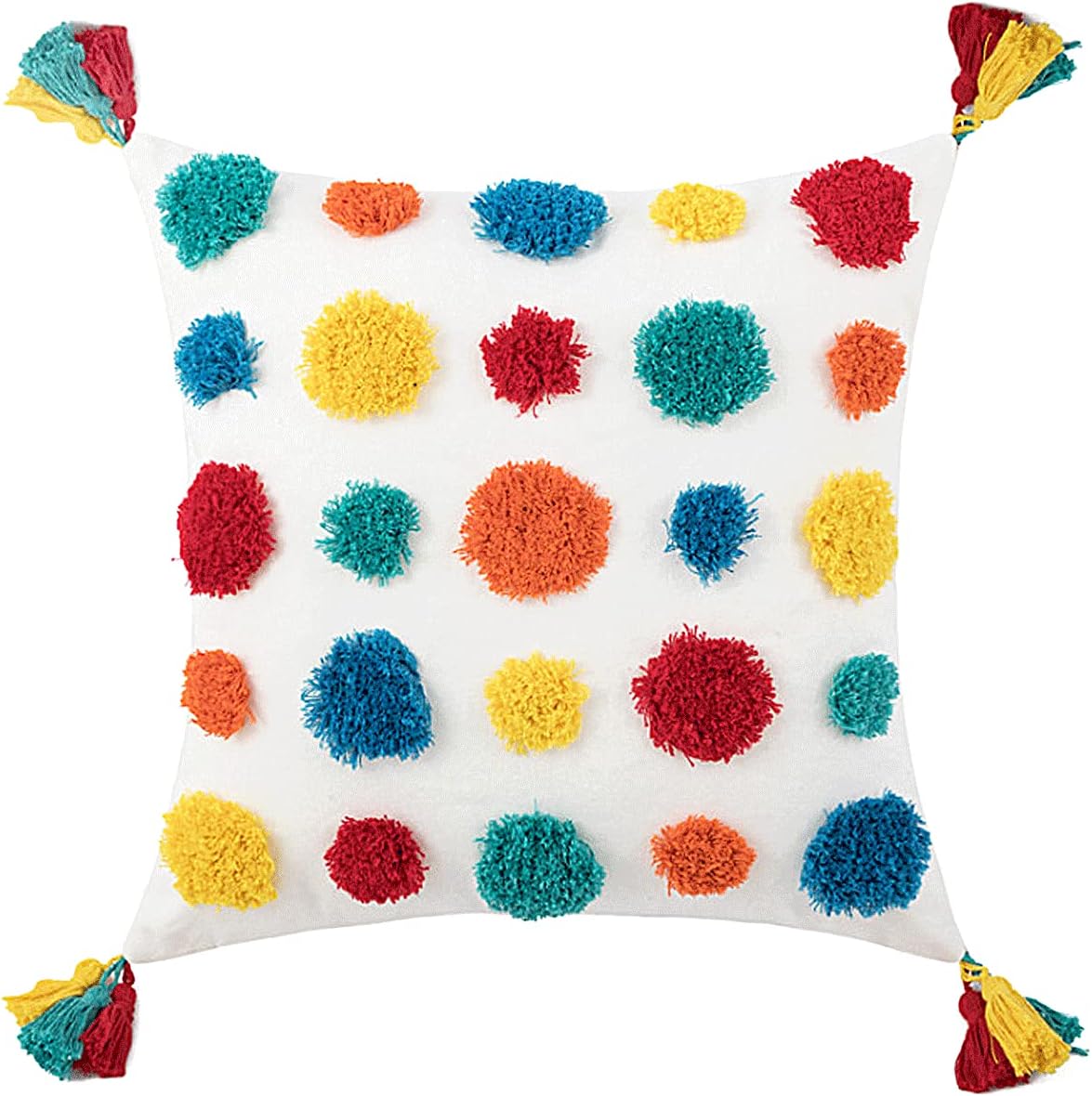 1 PCS Embroidery Cushion Covers Decorative Throw Pillow Cover Geometric Square Pillow Case for Living Room Sofa 18x18 Inches (Dots)