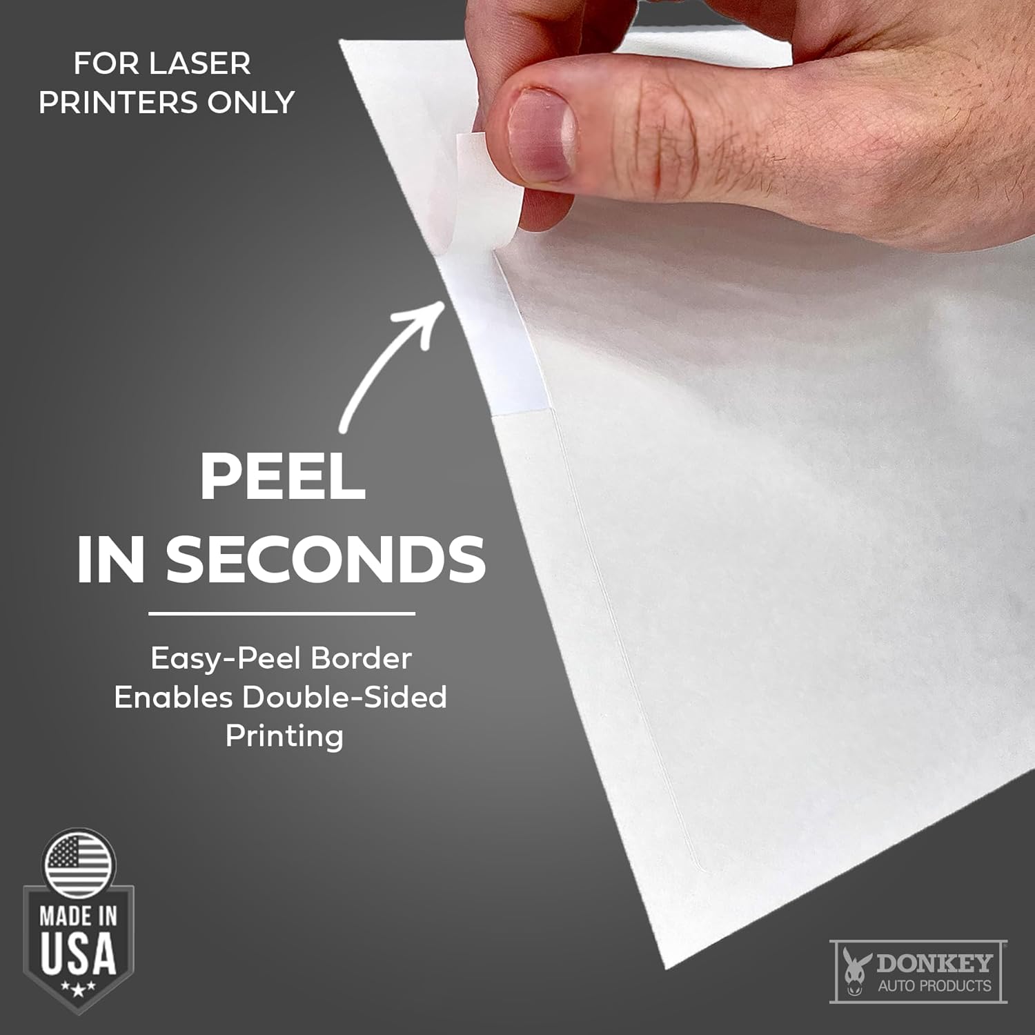 Window Stickers for Car Dealers -Plain Blank White - Exterior, 'Outdoor' | 8.5" x 11" | (100 Pack) (Laser Printer Only) (Adhesive)