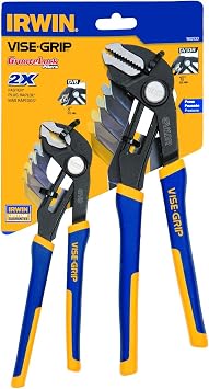 Irwin Tools 1802533 Two Piece GrooveLock 8-Inch V-Jaw and 10-Inch Straight Jaw Pliers Set