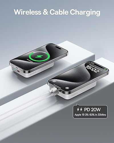 Miniatura 6 de Baseus Batería magnética, cargador portátil inalámbrico de 10000 mAh PD 20 W USB-C Power Delivery para MagSafe, para iPhone 1515 Plus15 Pro15 Pro