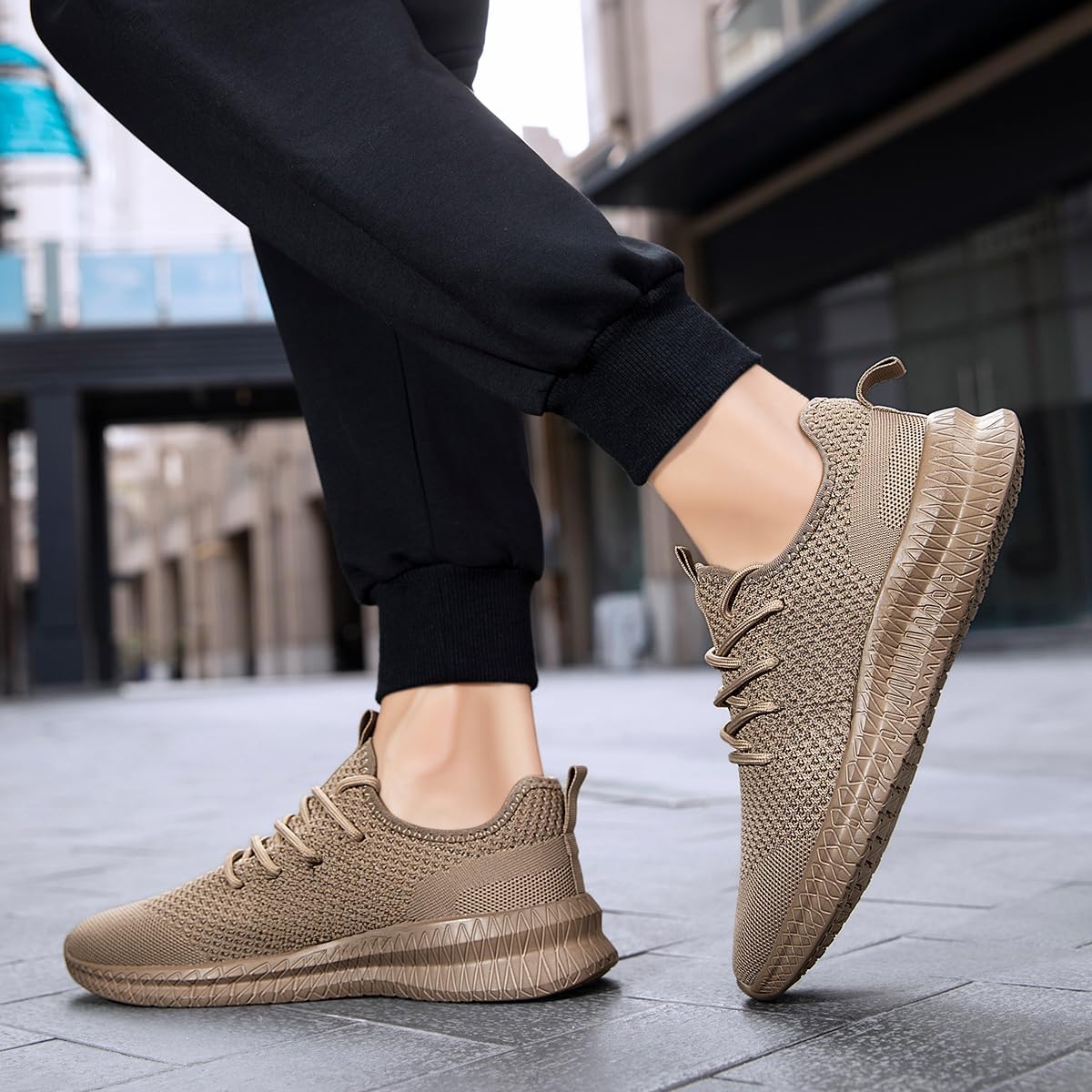 Mens Slip On Shoes Tennis Walking Gym Athletic Running Fashion Sneakers Workout Footwear Casual Sport Outdoors Breathable Knitted Mesh Lightweight - Image 2