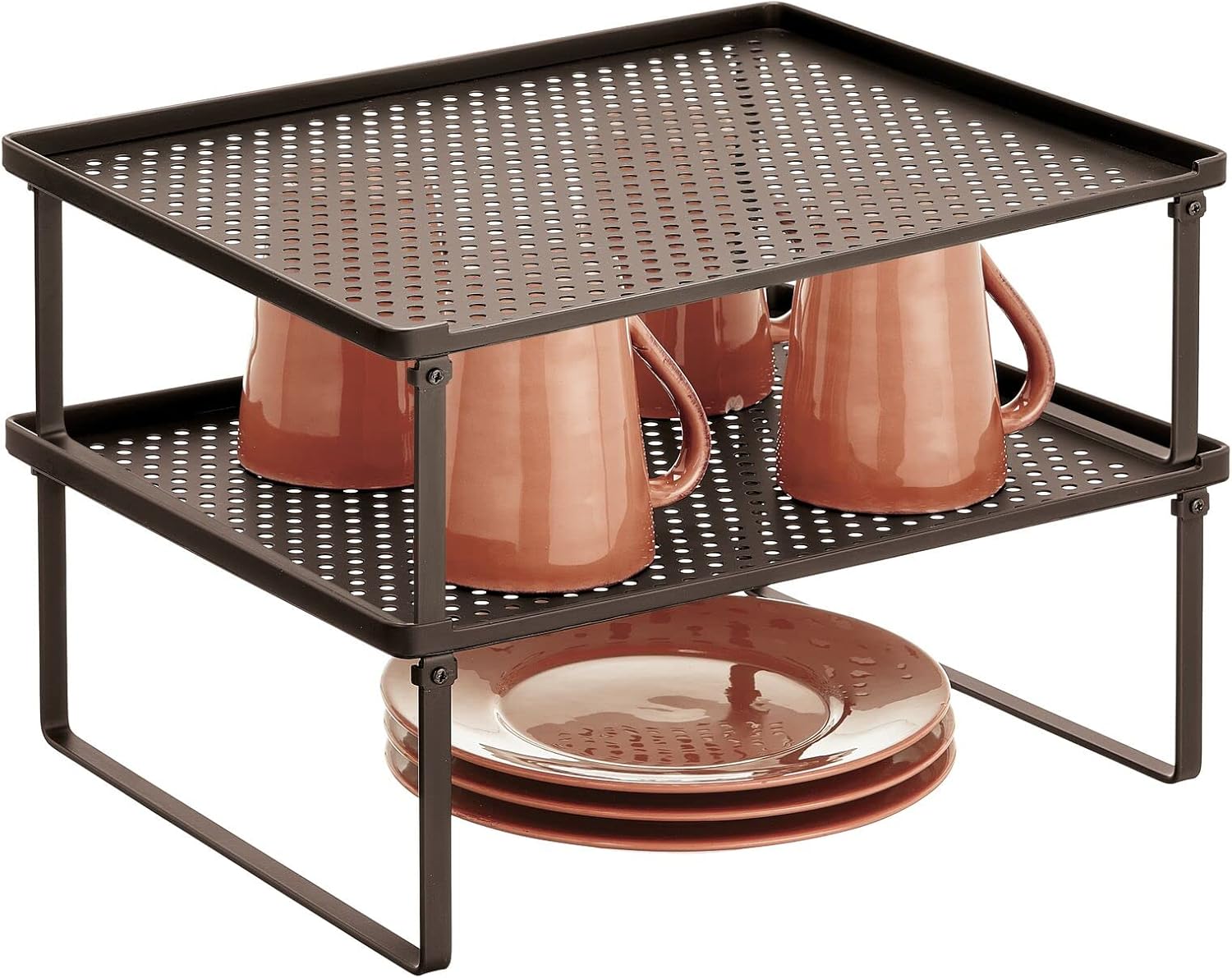 mDesign Metal Kitchen Shelf Organizer Rack Stacker