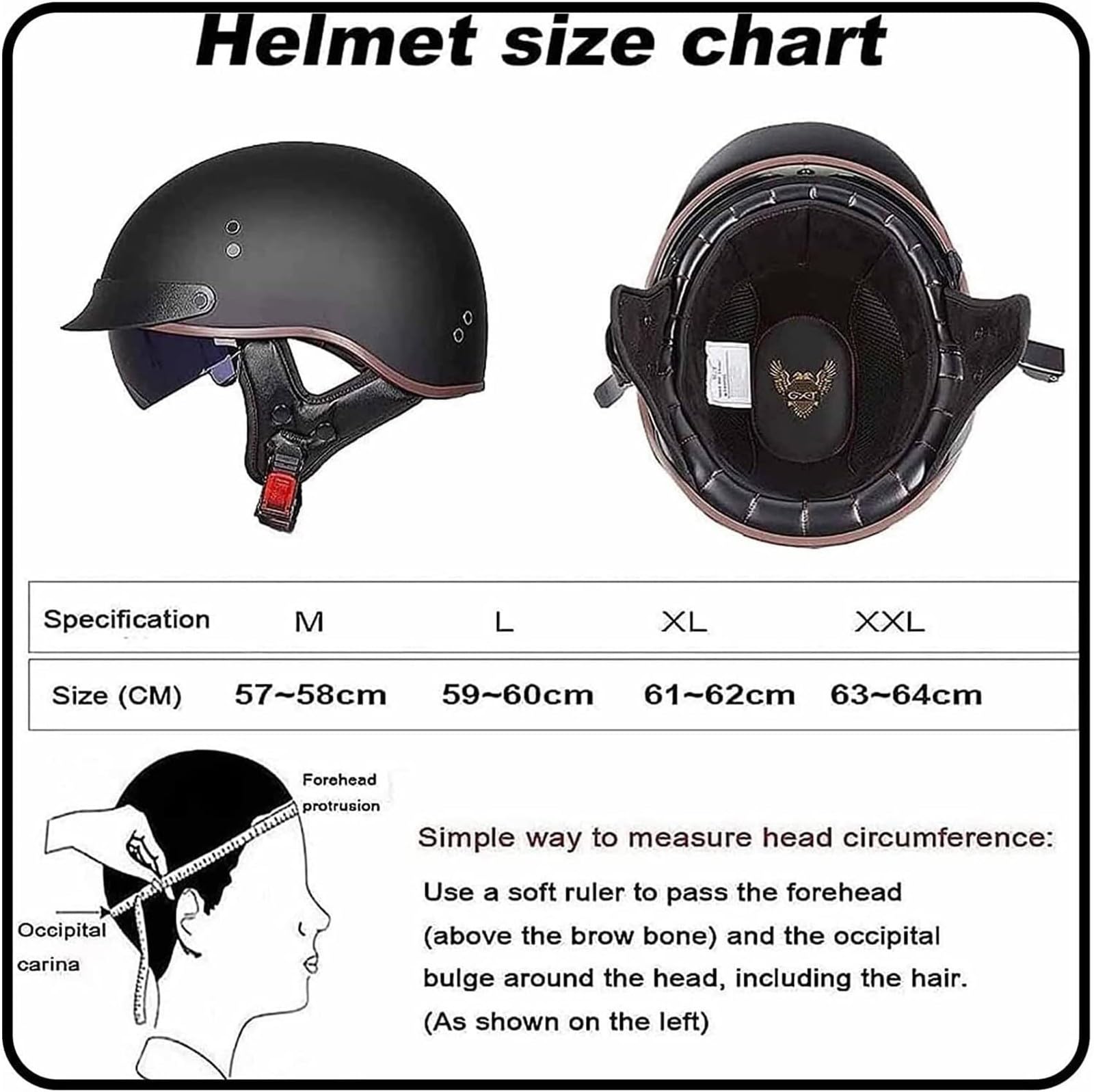 Motorrad Halbhelme Brain-Cap mit ECE Genehmigt mit Visier Brain-Cap Halbschale Roller-Helm Scooter-Helm Jet-Helm Retro Für Erwachsene Herren Damen