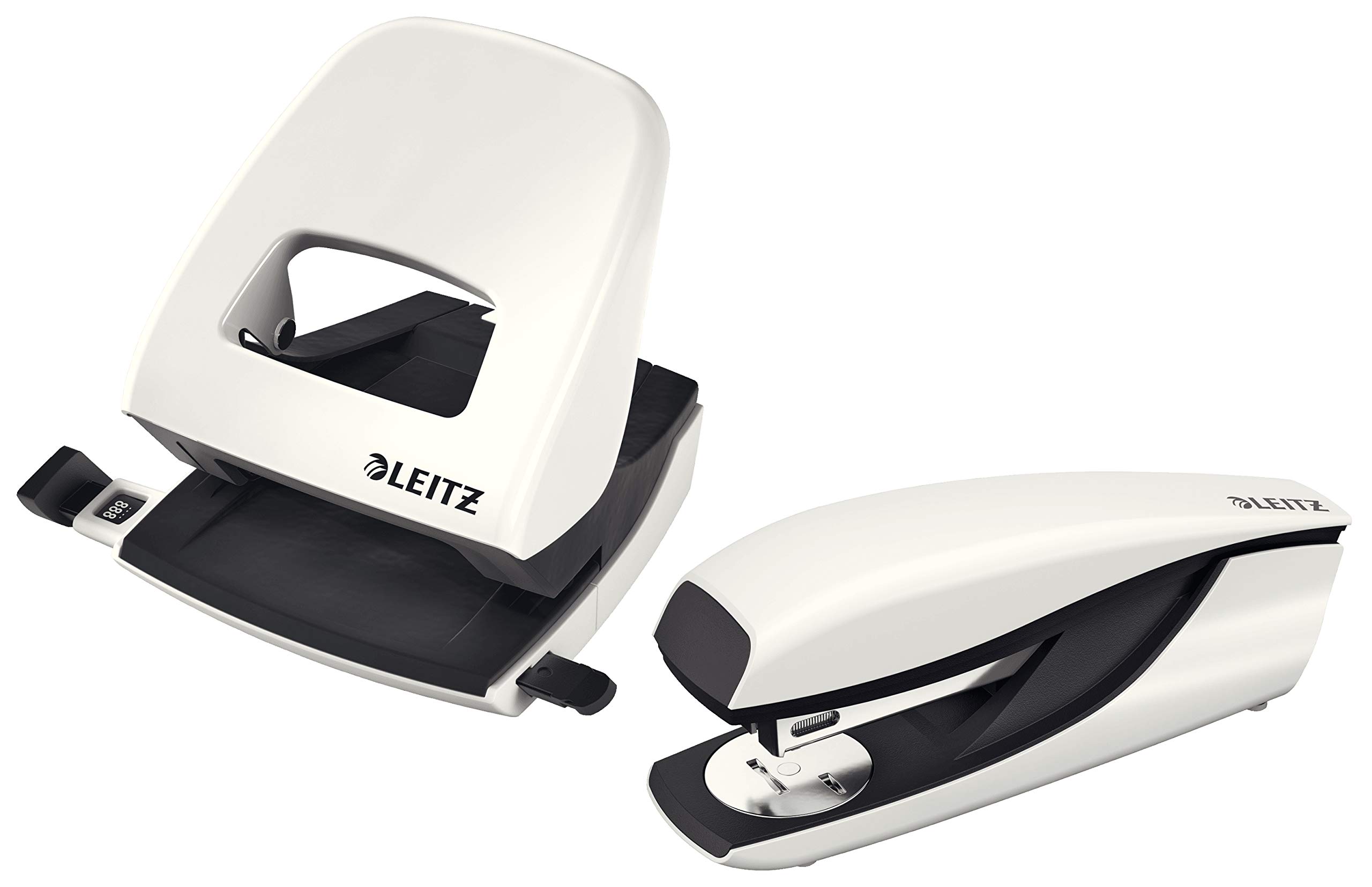 Leitz Heftgerät (30 Blatt, Metall mit Kunststoffelementen, Inkl. Heftklammern, New NeXXt Wow) (Perlweiß + Locher)