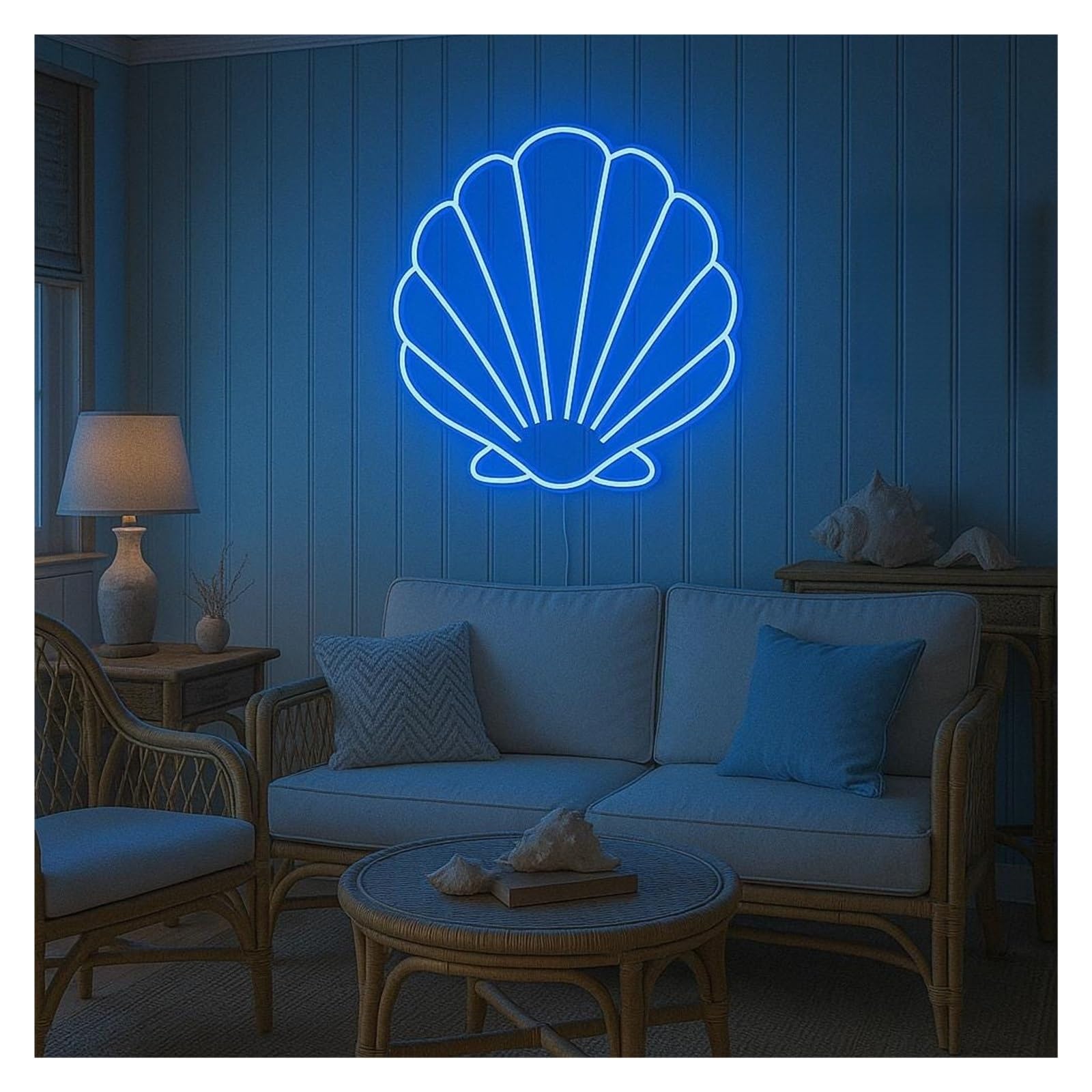 RONGCH Hanging Art Signs Seashell Neon Sign, Suitable for Living Room Wall Decor with Dimmable 51cm(D)