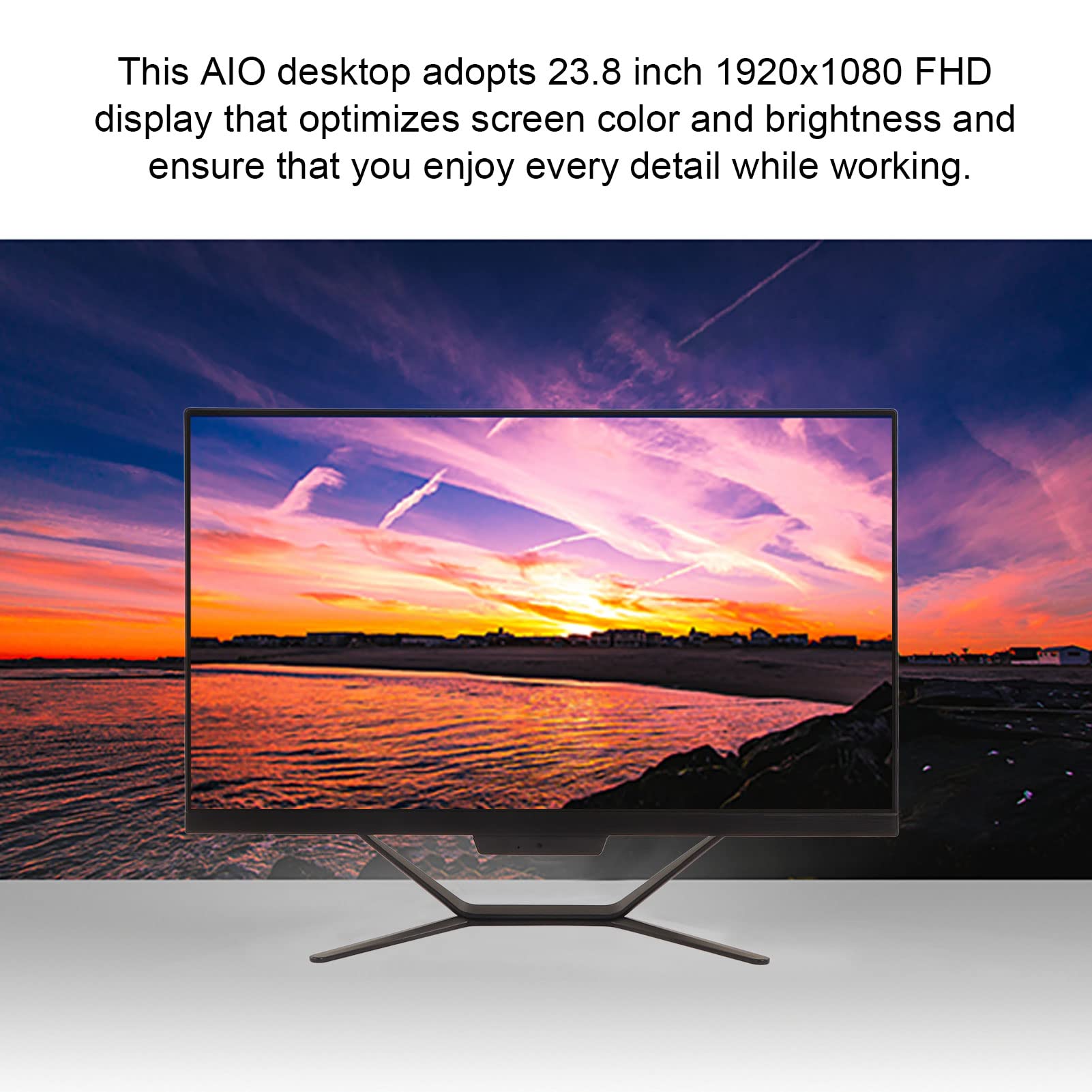 Komputer Stacjonarny All In One 23,8 Cala, 8G DDR4, Procesor J4125, Ekran Dotykowy FHD 1920x1080 z Kamerą, Pamięć Masowa SSD, Komputer Stacjonarny WiFi AIO z USB3.0, HDMI, VGA dla 10(8+256G)
