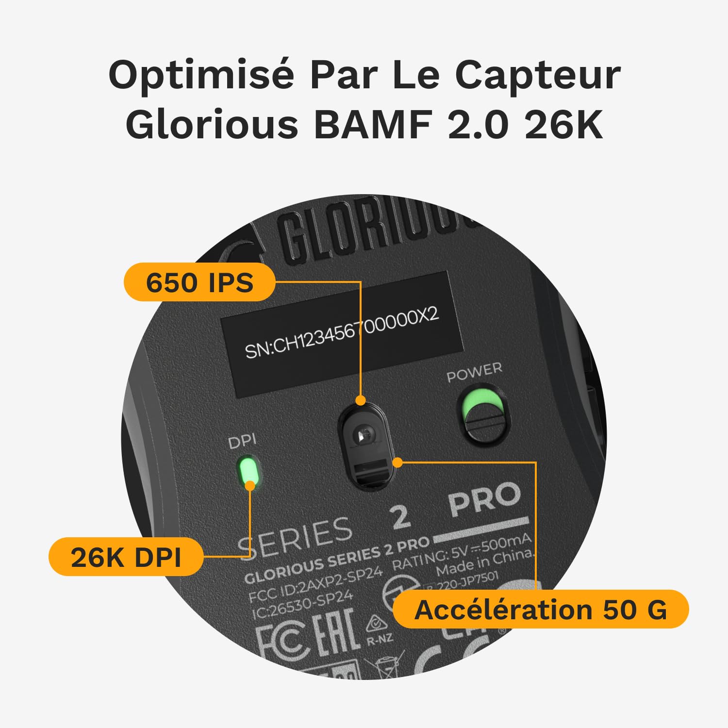 GLORIOUS Gaming Series 2 Pro Souris sans Fil : compacte, 55 g, Polling sans Fil 8K, capteur 26K, switches optiques, Souris pour sur PC, Prise Bout des Doigts, Griffe et FPS - Blanc