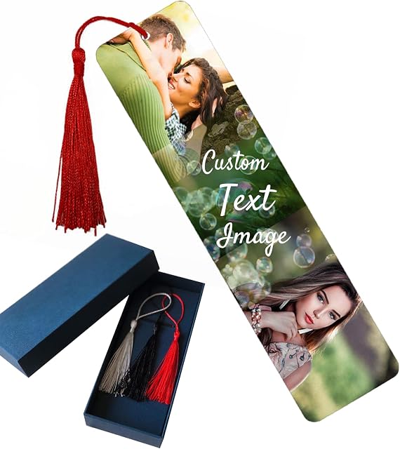 Personalised Tassel Metal Bookmark Any Text/Image Aluminium Metal Bookmark Personalised Bookmarks for Children/Men/Women/Students Best Gift Choice (Piece of one)