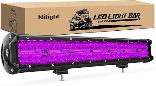 Nilight - Barra de luz LED de 20 pulgadas púrpura, triple fila, 420 W, combinación de punto de inundación, para todoterreno, conducción, decoración,