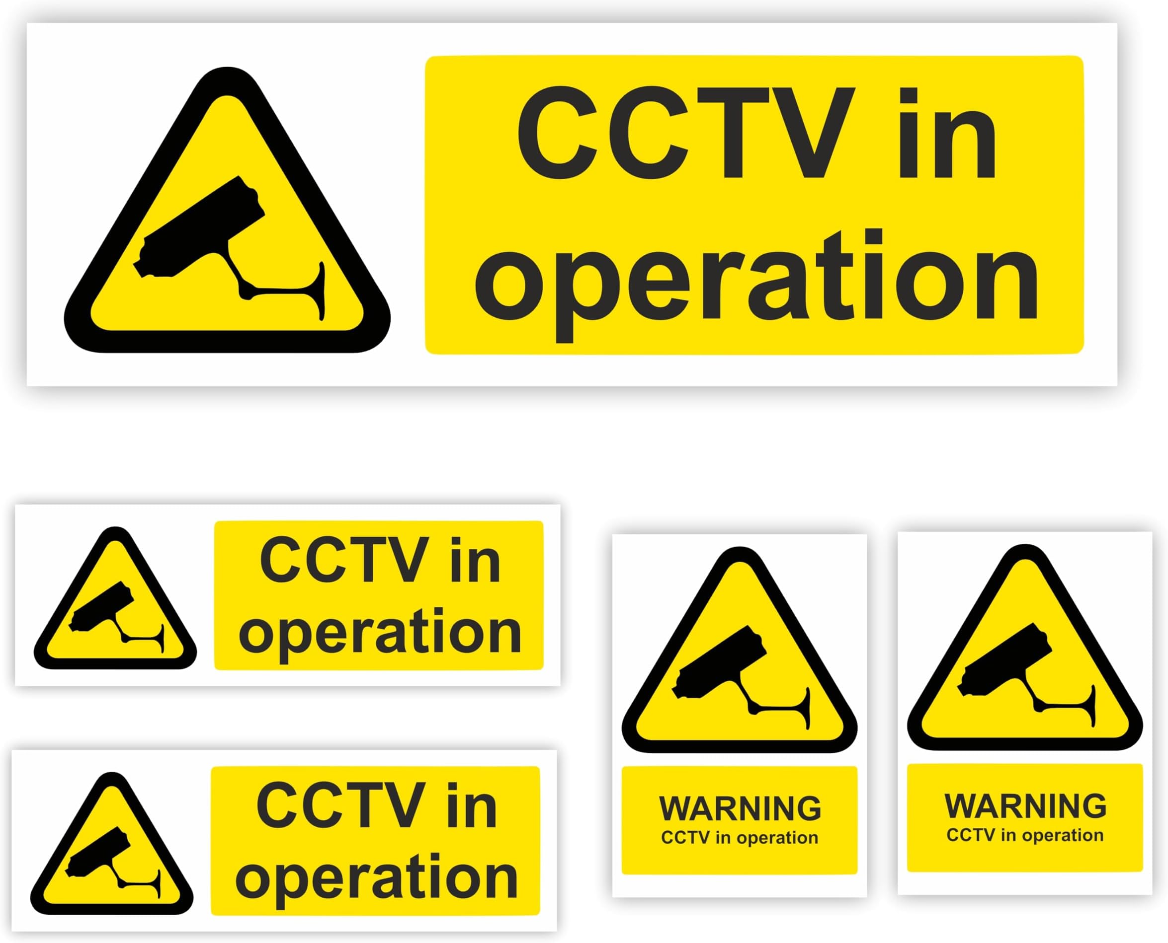 Conjured CCTV Stickers For Commercial and Domestic Use 5-PACK Security Signs for Office, Car, House, Window, Doors//CCTV in Operation Sticker in Various Shapes and Sizes To Use for Security Deterrence