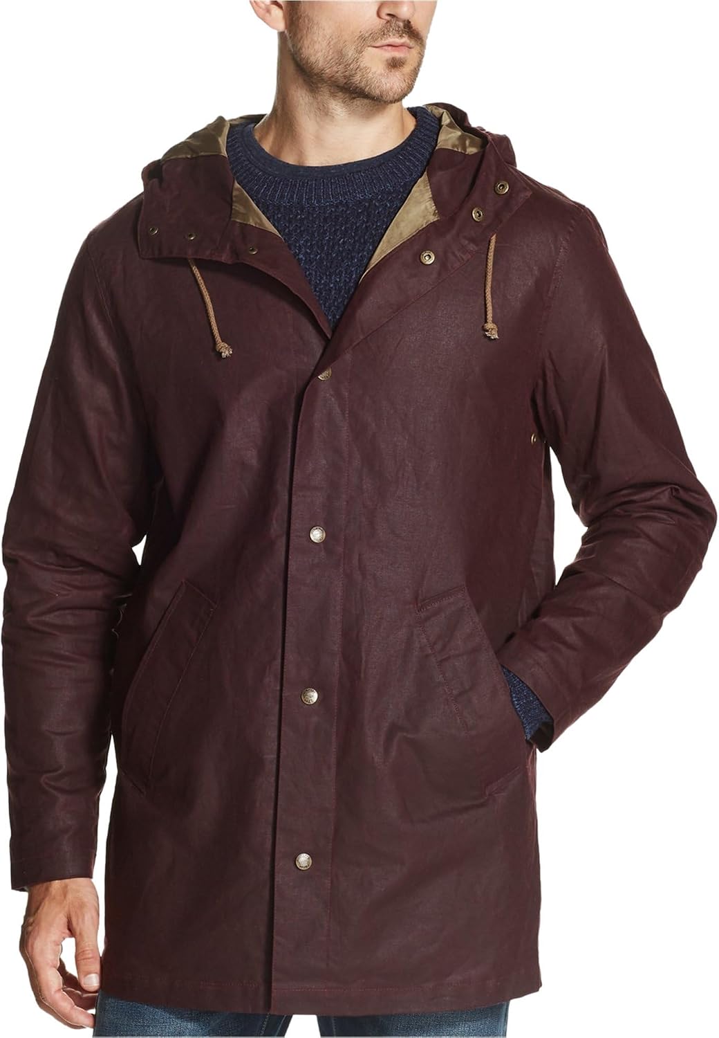 Weatherproof Mens Burgundy Medium Rainwear Hooded Coat Red M