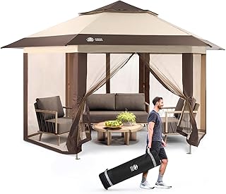 10 Outdoor Patio Gazebo Ideas for Shade and Entertaining 13 CROWN SHADES 13x13 Pop Up Gazebo with Mosquito Nettings, Patented Center...