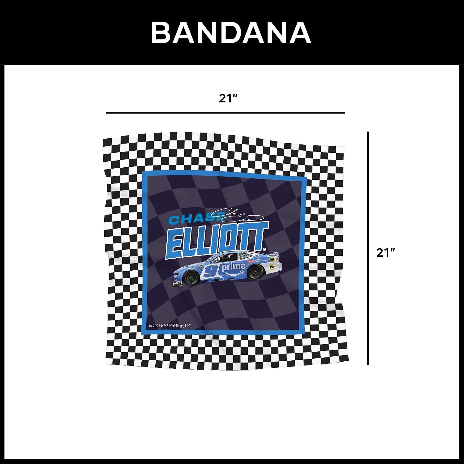 Northwest NASCAR Bandana, Officially Licensed Racing Fan Headwear Scarf, Lightweight Square Neck Wrap, 21 x 21 inches
