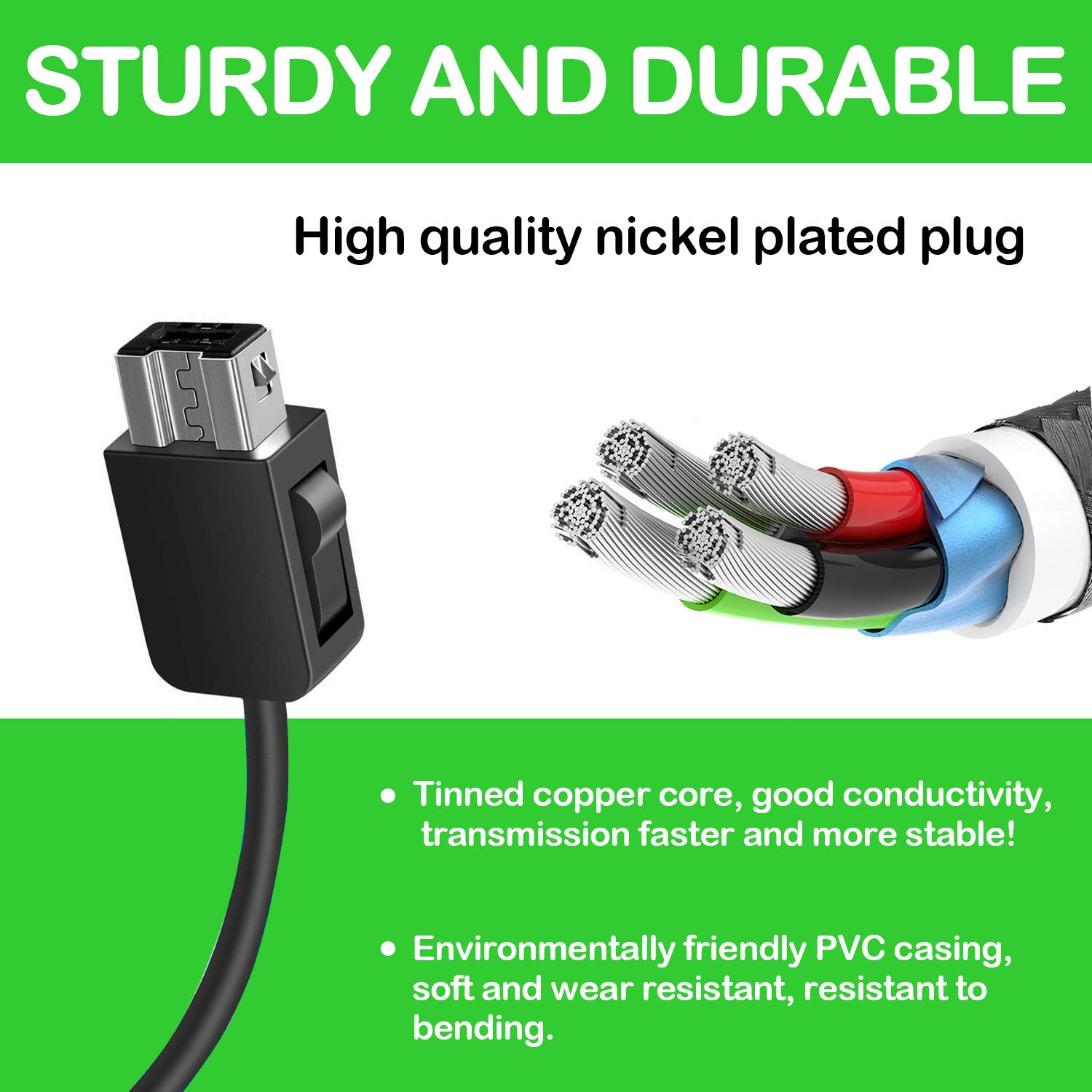 NES/SNES Classic Controller Extension Cable 3M/10ft (2-Pack), XINYUWIN Controller Extension Cable Compatible With Nintendo SNES Classic Mini Edition (2017) and NES Classic Mini Edition (2016) image 4