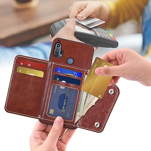 Miniatura 3 de Asuwish Funda para teléfono Motorola Moto Edge 5G 2020 con protector de pantalla de vidrio templado y tarjetero para tarjetas de crédito, correa