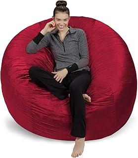 Sofa Sack Bean Bag Chair Cover Only, for Adults and Kids, Without Filling Comfy Fluffy Round or Oval Beanbag Chair Cover Replacement, Lazy Sofa Cover for Reading Chair or Floor Chair, 6-Feet, Cinnabar - Buy now