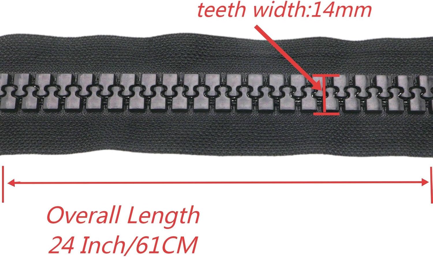 61cm #20 Super Large Separating Zippers with Zinc Alloy Metal Zipper Slider, Heavy Duty Plastic Zippers for Sewing Tents, Coats, Overcoats, Boat Covers, Canvas (Black) SHUNLI
