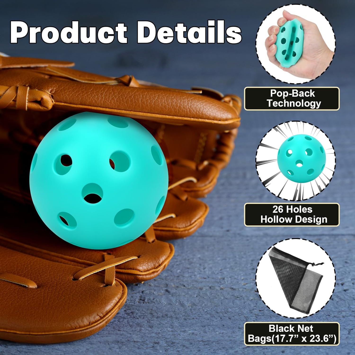 Mototo 12/30/60 Practice Baseballs for Hitting, 2.8 Inch Plastic Soft Baseballs for Practice Lightweight Soft Ball Hollow Training Softball for Sport Pitching Batting