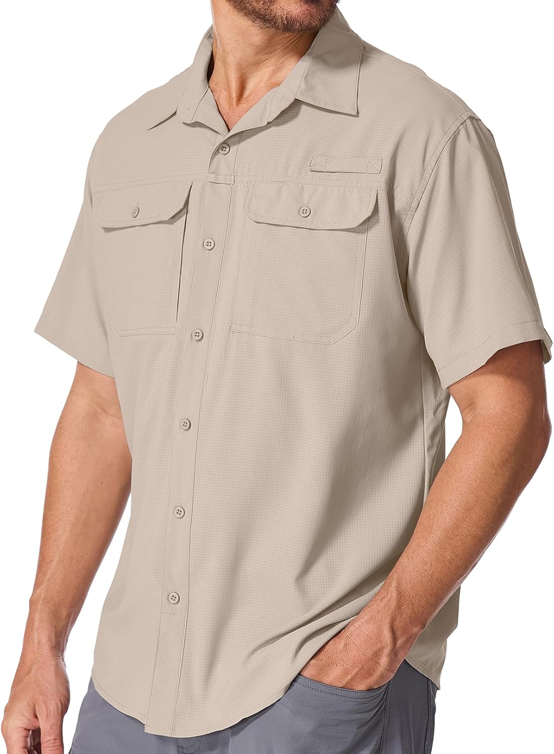 Men's Sun Protection Short Sleeve Safari Shirts Fishing Shirts Cooling Travel Work Shirts