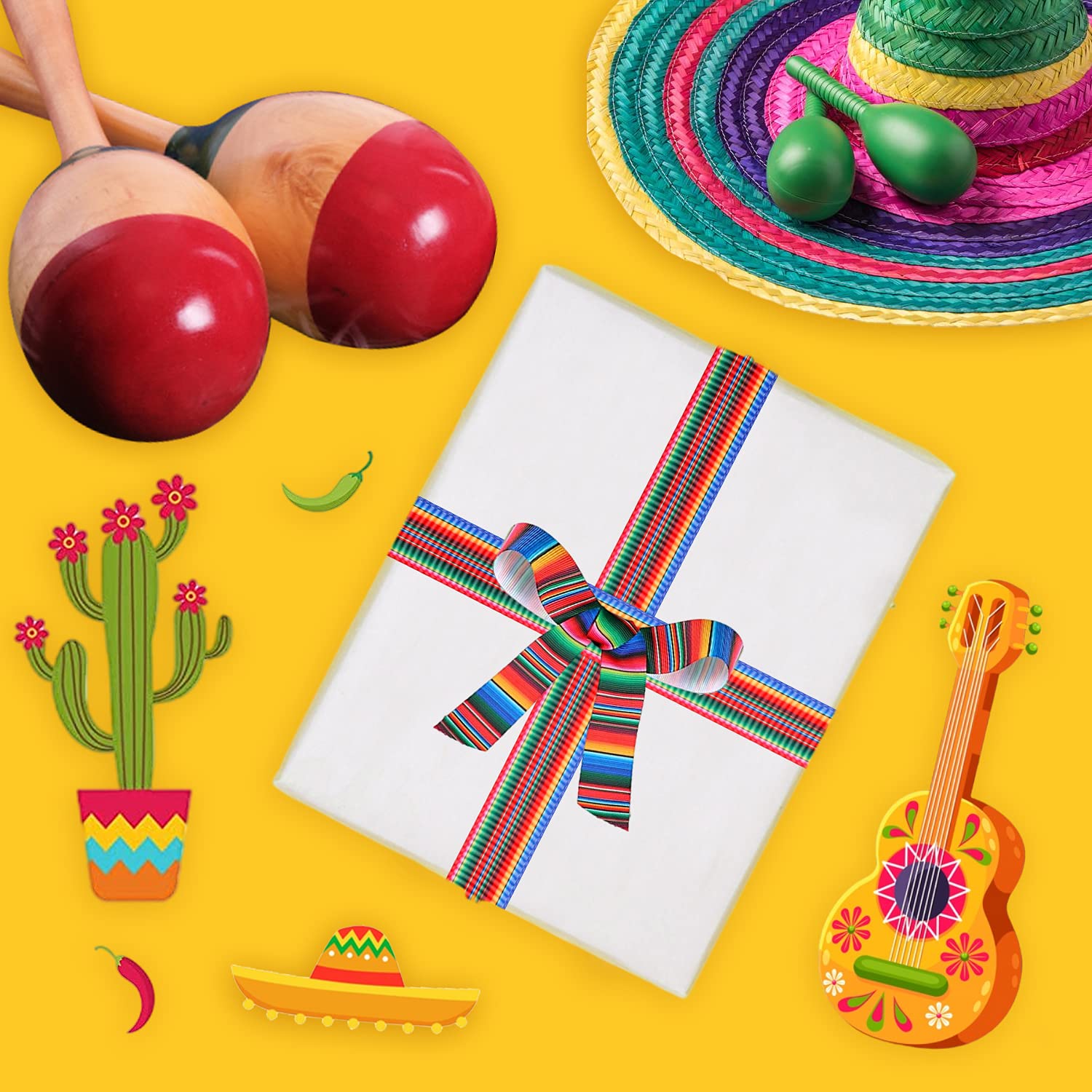 Snapklik.com : MLURCU Mexican Serape Ribbon Fiesta Ribbon 4 Rolls ...