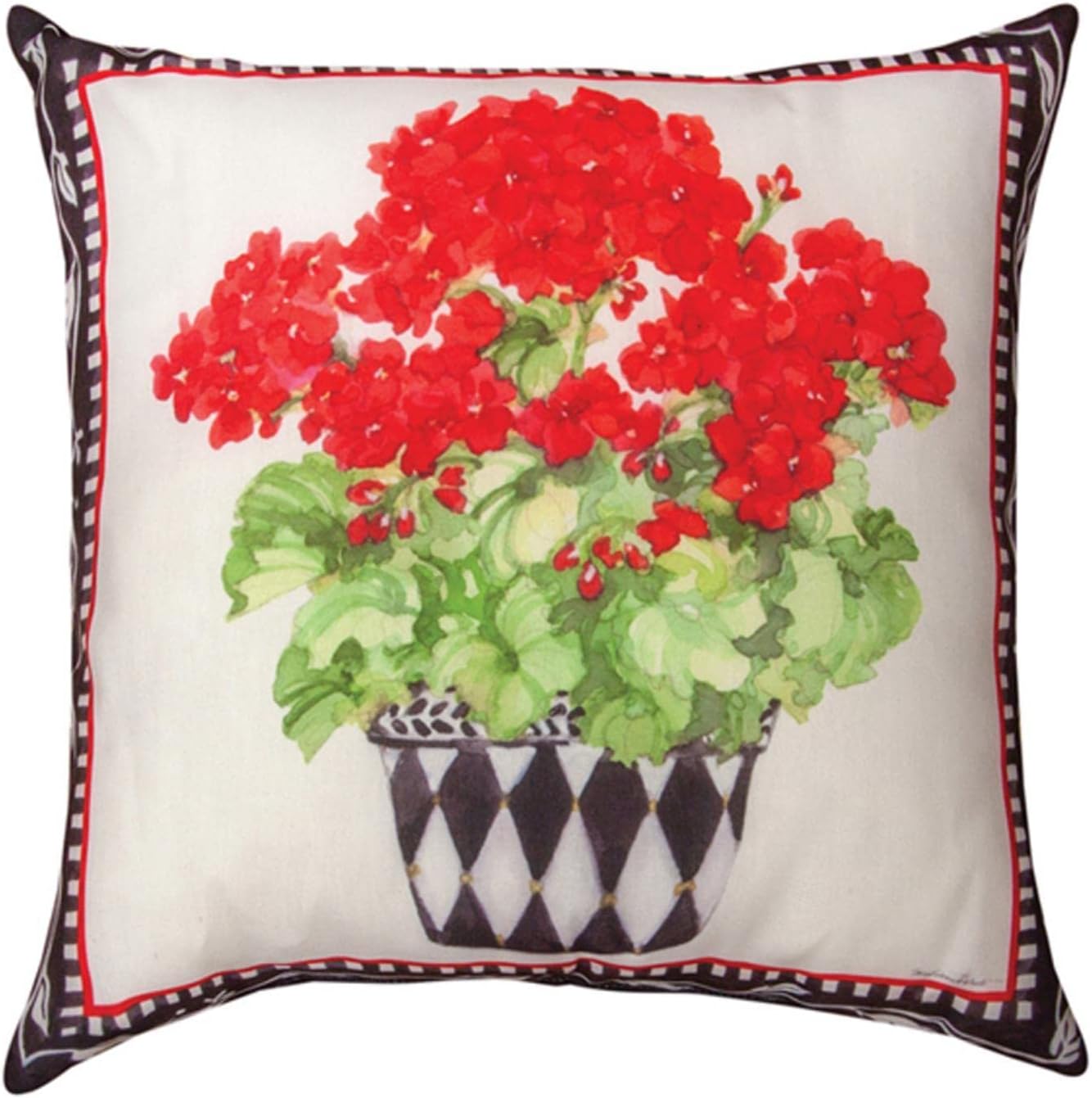 Geranium Pots Blended Yarn Climaweave Pillow with Multi Finish SLGERA