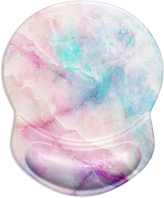 ITNRSIIET Mouse Pad, Ergonomic Mouse Pad with Gel Wrist Rest Support, Gaming Mouse Pad with Lycra Cloth, Non-Slip PU Base for Computer, Laptop, Home, Office & Travel,Colored Marble