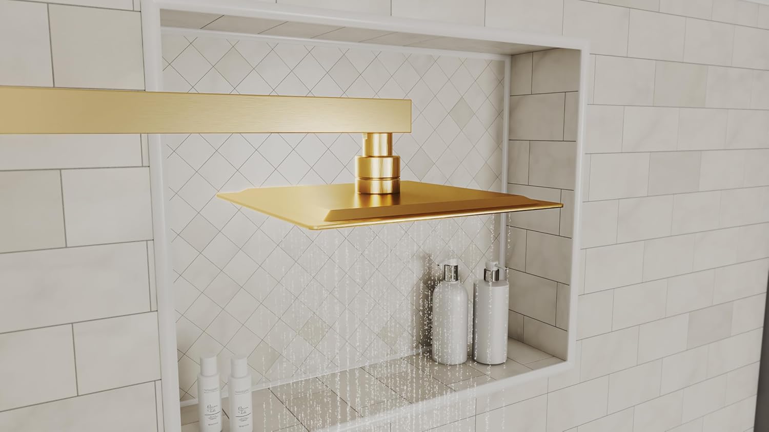 Ascend Ultra-Thin Square Shower Head - 8 in., Brushed Brass