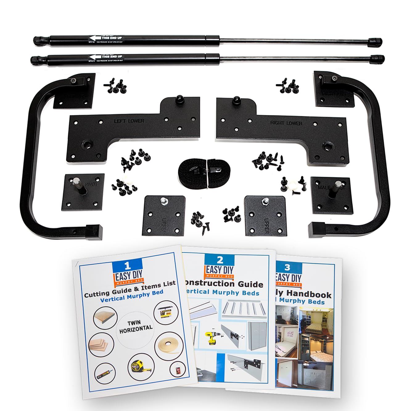 Easy DIY Murphy Bed Wall Hardware Kit (Twin - Horizontal)