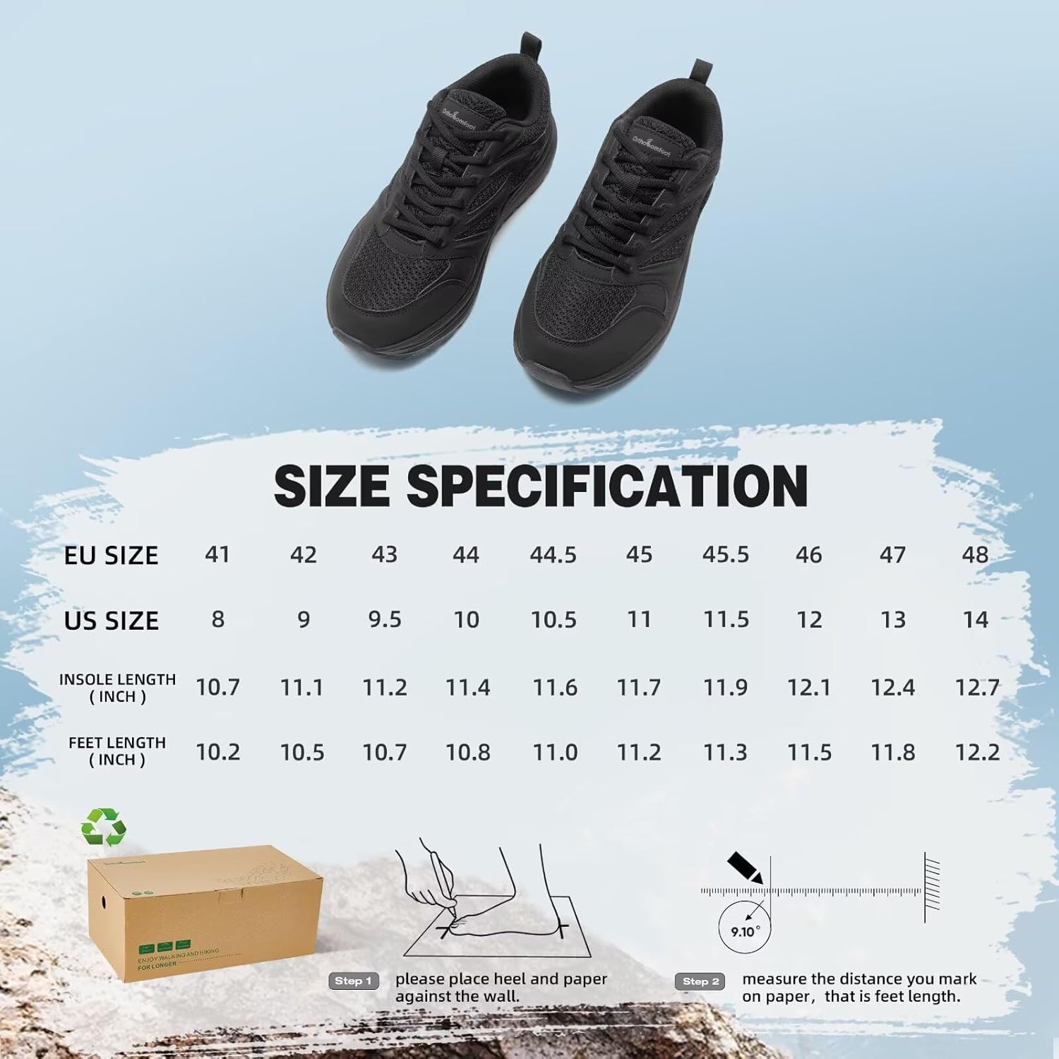 Men's Orthopedic Wide Trail Running Shoes: Comfortable Casual Arch Support Plantar Fasciitis Orthotic Trekking Walking Exercise Shoes, Flat Feet Sport Training Sneakers for Foot and Heel Pain Relief - Image 8