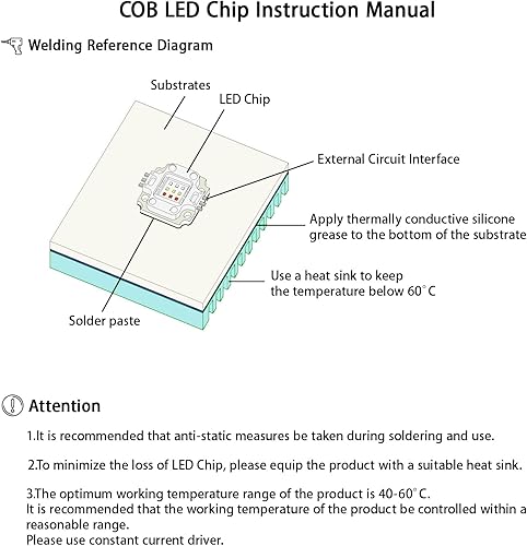 Miniatura 6 de LEDGUHON Módulo de chip LED de alta potencia de 10 W, COB RGB multicolor, iluminación COB de alta intensidad, lámpara de atenuación inteligente,