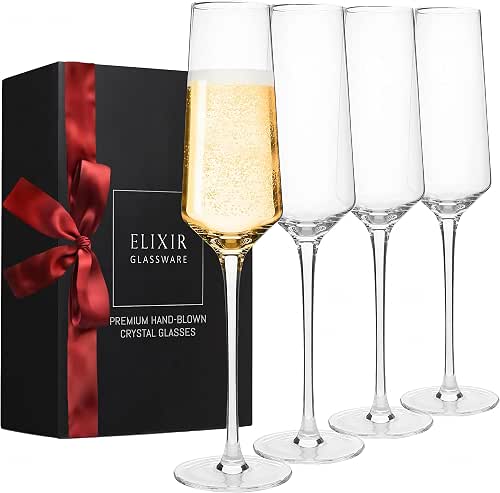 ELIXIR GLASSWARE Classy Champagne Flutes - 8 oz - Set